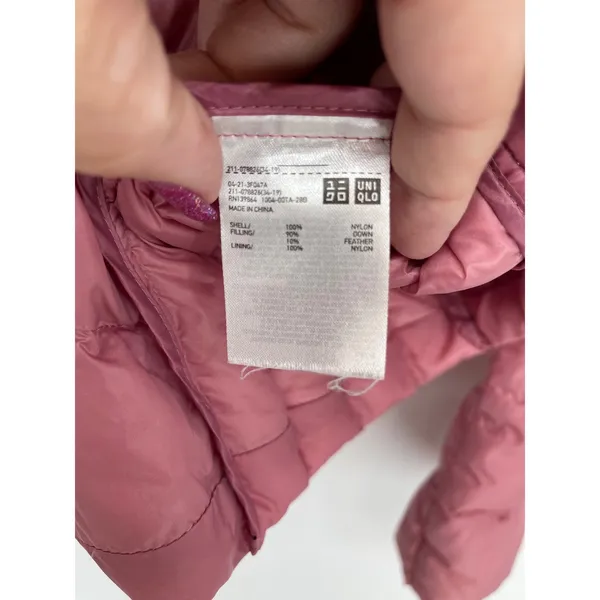 UNIQLO‎ Women Puffer Jacket Pink Lightweight Down Filled Full Zip Hooded Size M - Image 6