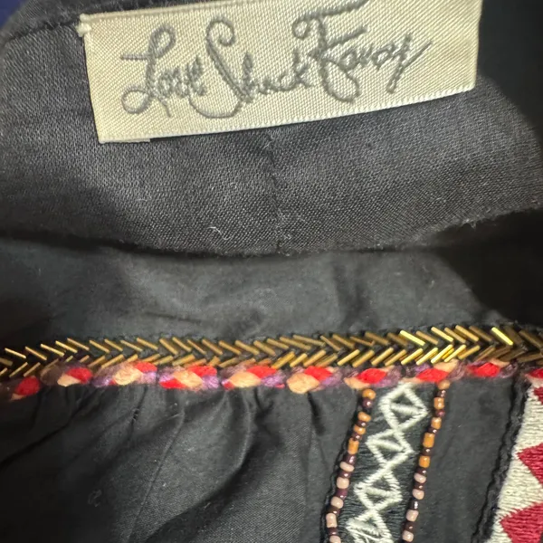 Love Shack Fancy Black 100% Cotton One Shoulder Ruffle Dress sz 2 Mexican Fiesta - Image 6