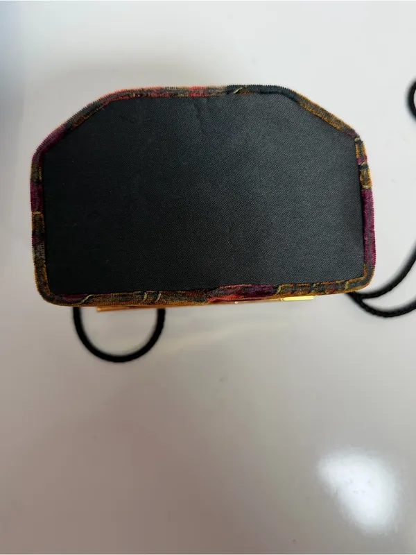 Floral Velvet Hard Case Box Purse Crossbody Evening Bag Gold Frame Mirror - Image 7