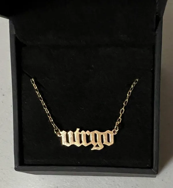 Gold ‘Virgo’ Astrology Zodiac Sign Charm Necklace Choker Jewelry ✨ - Image 2