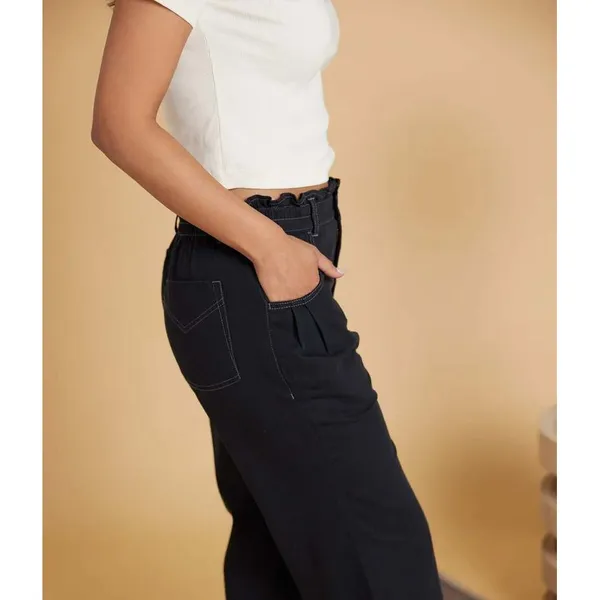 Known Supply Utility Pants Women Size M Black Paperbag Waist‎ Carpenter Contrast - Image 2