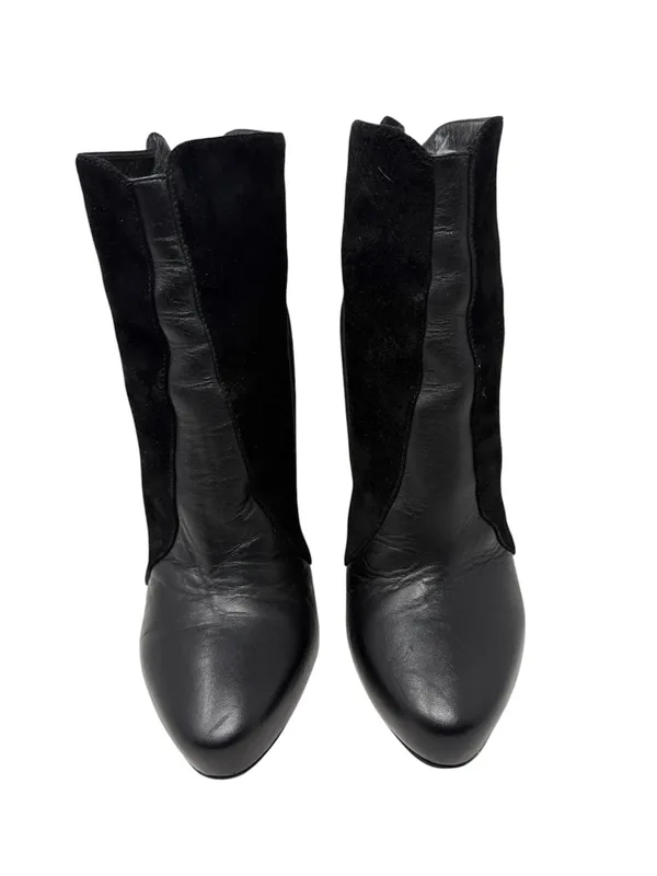 Christian Louboutin Gaetanina Black Leather Suede Almond Toe Ankle Boots Size 40 - Image 4