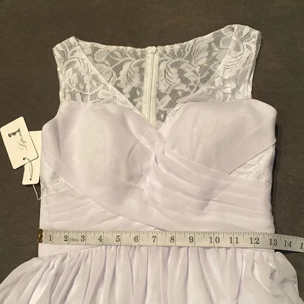 Women’s Full Length Chiffon White Wedding or Special Event Dress Size 2 NWT - Image 5