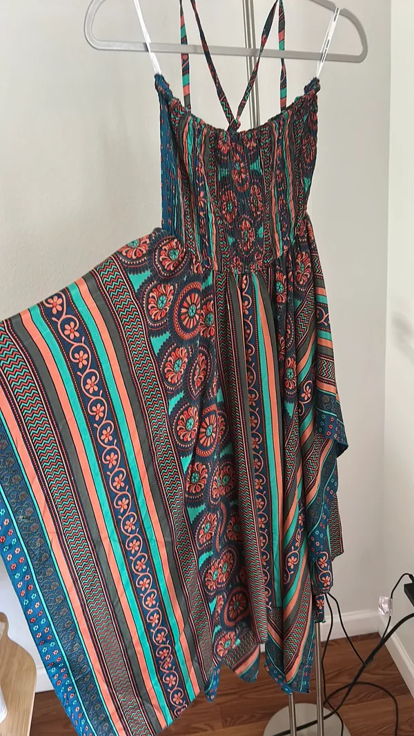 INDIA BOUTIQUE Asymmetrical Boho Strapless Dress - Image 2