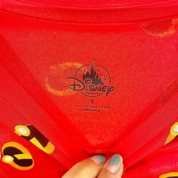 Disney Parks Authentic Womens Sz L Red Incredibles Print Short‎ Sleeved Shirt - Image 3