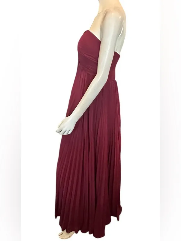 Ryanth Strapless Pleated Dress Wine Size 16 NWT Purple - Image 2