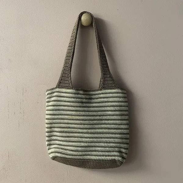 The Sak Small Brown & Cream Striped Knit Handbag GUC - Image 9