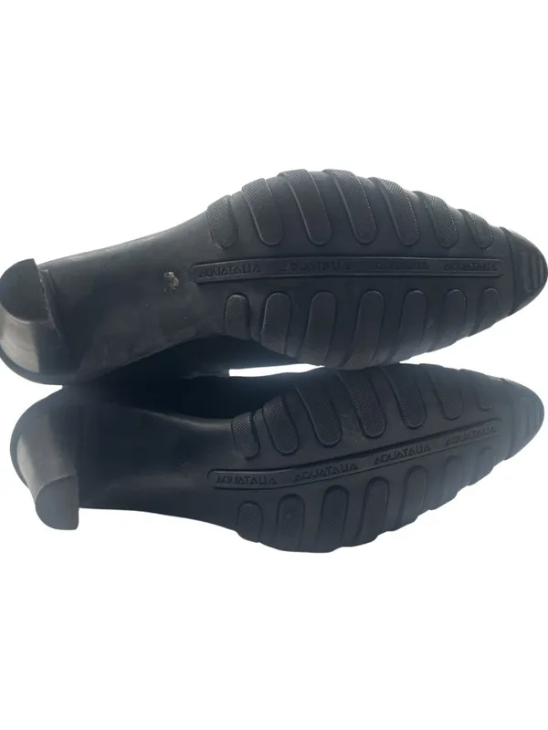 Aquatalia Black Suede Mid Calf Heeled Boots Size 8.5 Waterproof - Image 7