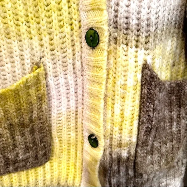 For Love & Lemons Celeste Chunky Knit Cardigan Womens M Yellow Ombre Boho Hippie - Image 8