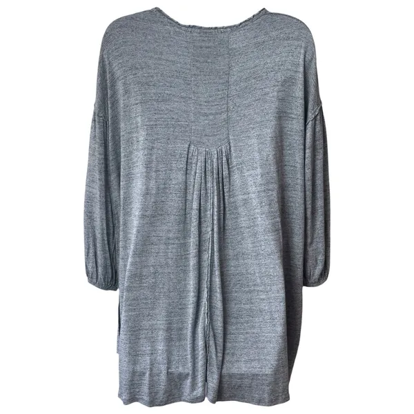 We The Free Just A Henley Top Linen Blend Gray Coastal Bohemian Flowy Comfort S - Image 5