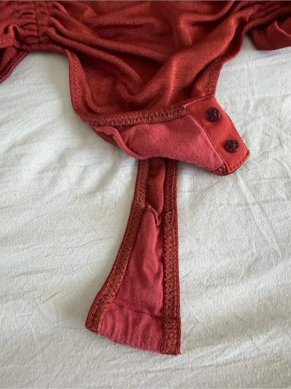 Free People Meant to Be Ruched Bodysuit Rust Red Size Large - Image 7