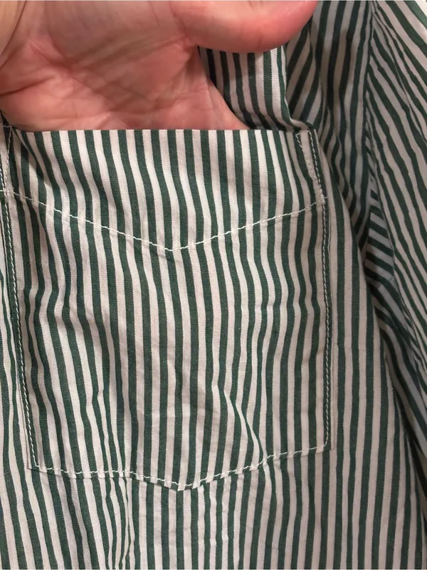 MAEVE 100% Cotton Bennet Stripe Buttondown Shirt in green and white - Image 6