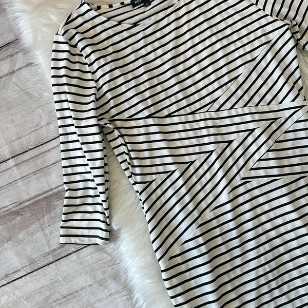 Women 3/4 Sleeve Striped Work Wear Business Cocktail Pencil Dress Size X-Large - Image 4