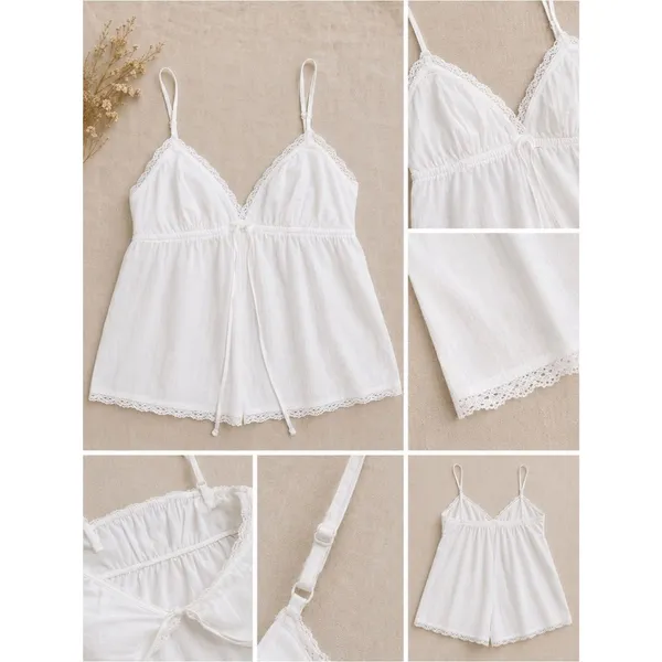 Madden Girl White Lace Trim Babydoll Cami Top Size XL Coquette Y2K Summer - Image 2