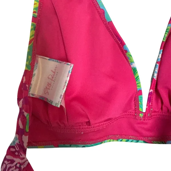 Stella Parker Pink Green Starfish Print 2 Piece Halter Swim Skirt Bikini Set M - Image 4