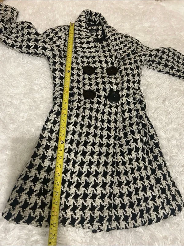 Rue 21 Women’s Black White Houndstooth Peacoat big buttons SO CUTE size Small - Image 11