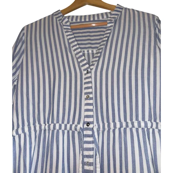 Abercrombie & Fitch Striped‎ Nautical Shirt Dress Women's LG Beach Resort Costal - Image 2