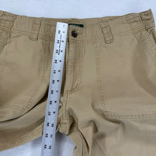 Lauren Ralph Lauren 12 Khaki Tan‎ Herringbone Cotton Straight Leg Chino Pant - Image 5