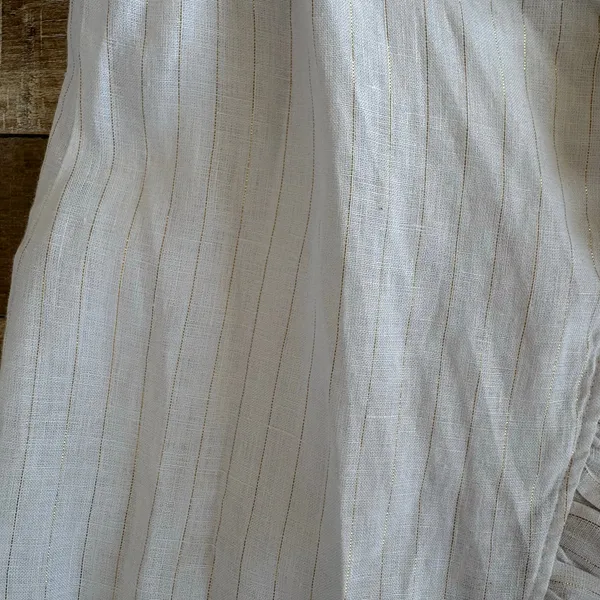 Shona Joy Holden Wrap Dress White Gold Lurex Linen Size 6 - Image 5