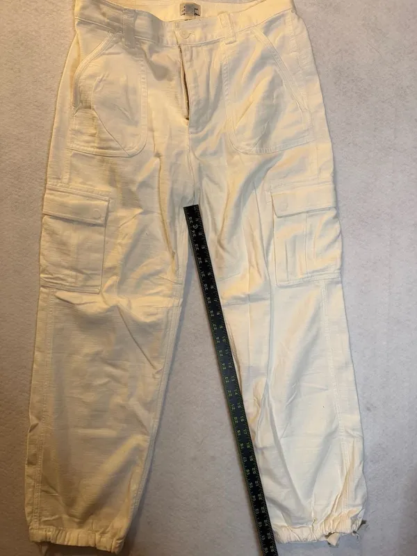 J.Crew Women's Ivory High-Rise Relaxed Cargo Jogger Pants Size 28 - Image 2