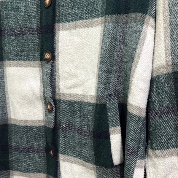Fall Flannel Plaid Hooded Jacket with Hood - Image 2