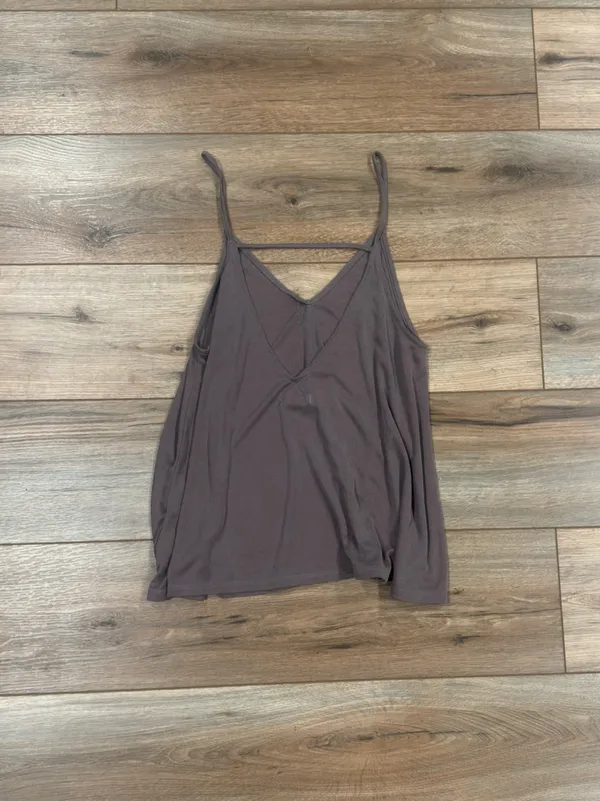 SILENCE + NOISE Basic Casual Summer Boho Flowy Ash Brown Tank Top | Size XS - Image 3