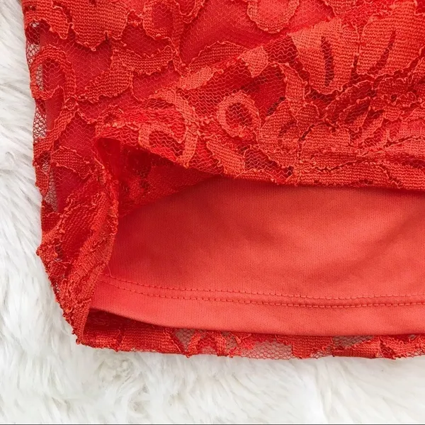THALIA SODI Strapless Lace Cocktail Dress Medium Orange Midi Cocktail‎ Party New - Image 8