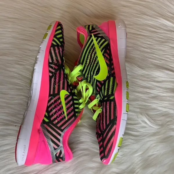 Nike Free Tr Fit 5 Pink Pow/Volt Black Athletic Shoes Size 7 - Image 9