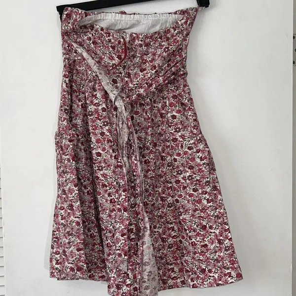 Fire Los Angeles Strapless Floral Mini Dress pockets Size M Prairie 100%‎ cotton - Image 3