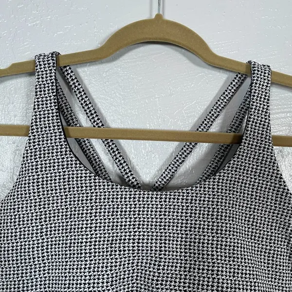 Lululemon Women 12 White Black Houndstooth Energy Sports Bra Athletic Workout - Image 3