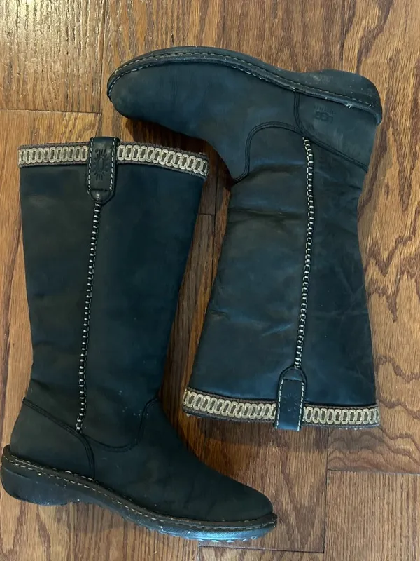 UGG Swell Tall Winter Black Leather Sheepskin Tasman Boots Size 8 - Image 8