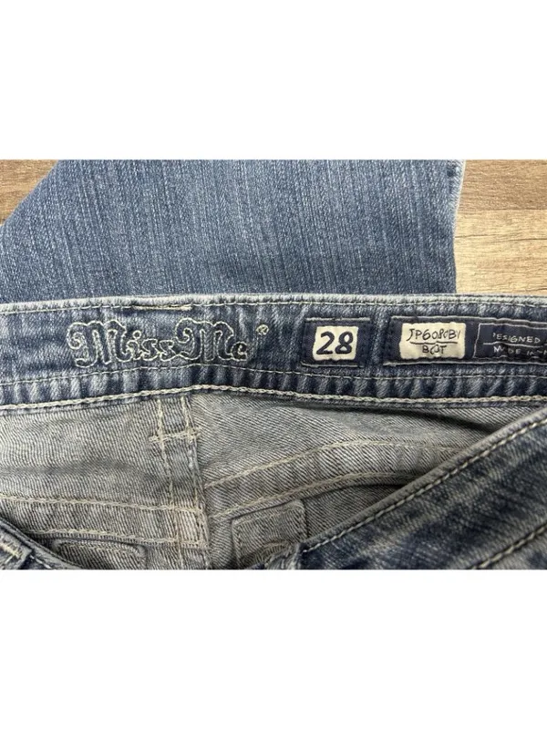 Miss Me Bootcut Blue Jean Size 28 Low Rise Sequin Bling Rose Back Pocket - Image 9