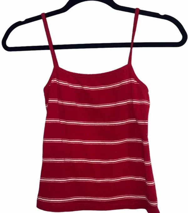 Brandy Melville Faye Red/White Striped Crop Tank - Image 2