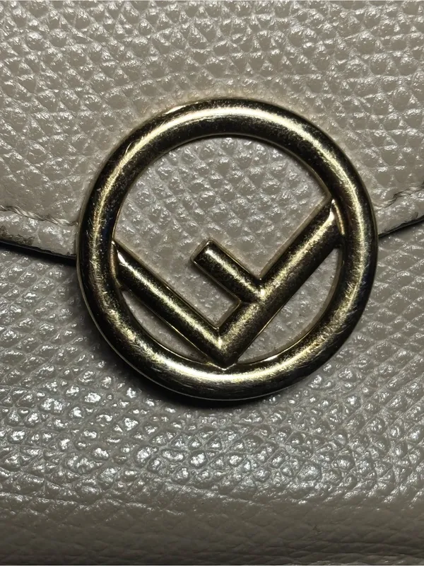 Fendi Tortora Gray Leather F Is Fendi Micro Trifold Wallet Chain Card Case Italy - Image 6