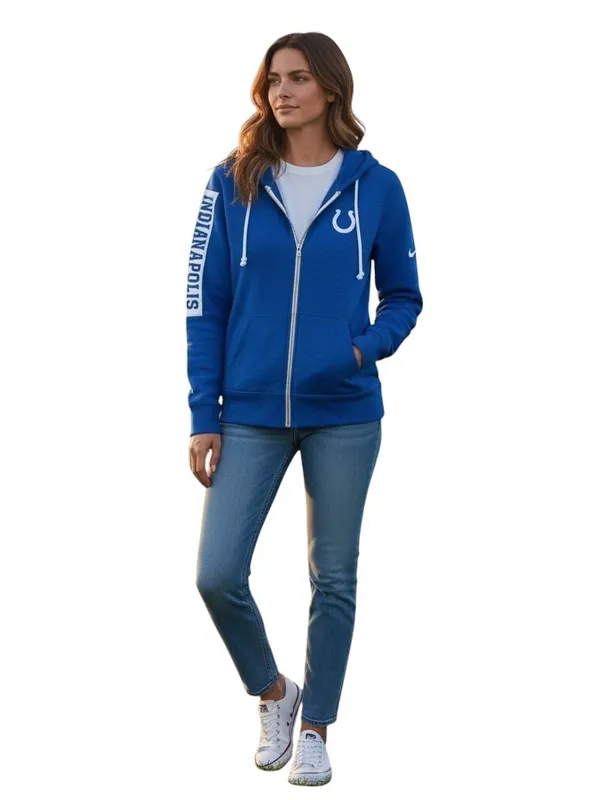 Nike NFL Indianapolis Colts Dri-FIT Full Zip Hoodie Blue Women’s XS Athletic EUC - Image 2