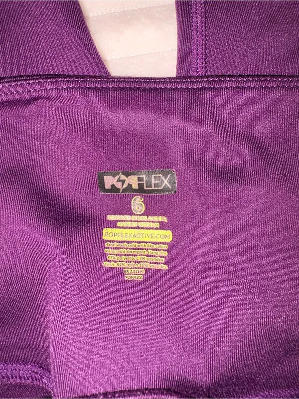 POPFLEX Active Purple workout Leggings with Lacelike Ankle Detail Size 6 - Image 4