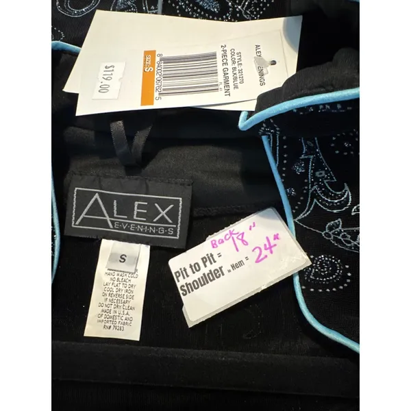 Alex Evenings Womens 2 Piece Twin‎ Set Jacket Tank Paisley Blue Black Small NWT - Image 2