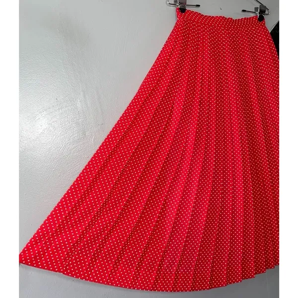 Vintage Skirt Size 6 Red White Polka Dot Accordian Pleat Pin Up Rockabilly Retro - Image 4