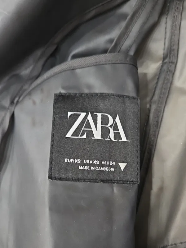 Zara Black Translucent Leather-Effect Bomber Varsity Jacket Size XS - Image 5