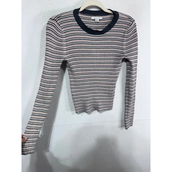 American‎ Eagle Medium Multicolor Striped Sweater Women's Ribbed Long Sleeve - Image 3