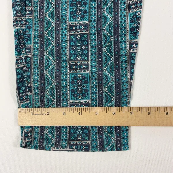 Calypso St. Barth Pants Womens Medium Blue Silk Crepe Jogger Beaded Tassel Print - Image 9