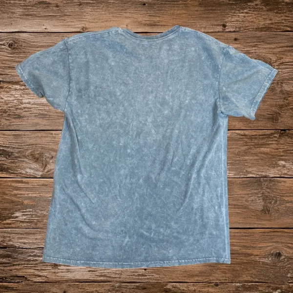 Nirvana Smiley Face Graphic Tee Blue Acid Wash Cotton Rock Band Shirt Medium - Image 2