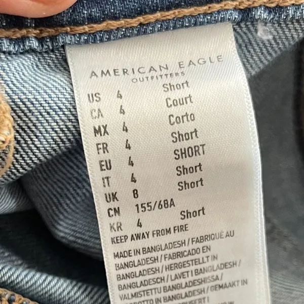 American Eagle Sz 4 Short The Perfect Vintage Wide Leg Selvedge Jeans High Rise - Image 10