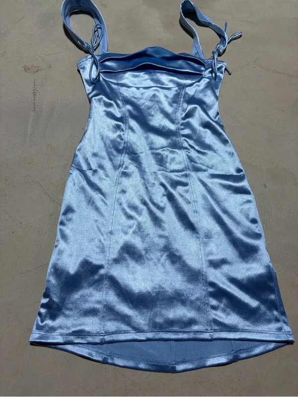 Lucy in the sky Satin Light Blue mini Dress XS - Image 2