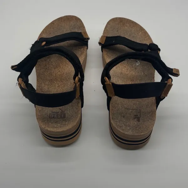 Reef Cushion Rem Hi Black Platform Strappy Cork Sandals Womens 9 - Image 4