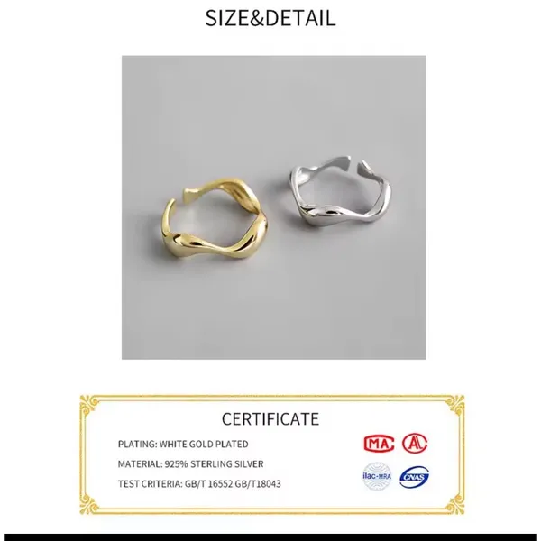 🆕 Yellow‎ Gold Wave Ring Gold Plated 925 Sterling Silver | Adjustable - Image 5