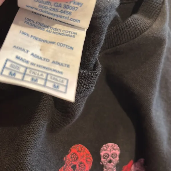 Sugar Skull Day Of The Dead Heart Shaped Graphics T-Shirt Sz M - Image 10