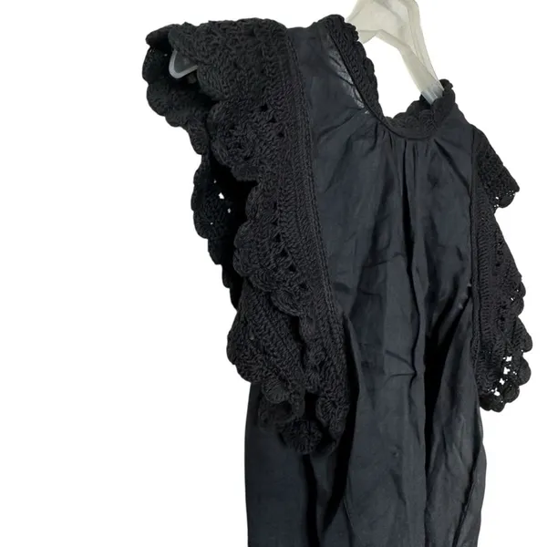 Ulla Johnson Handmade Kai Ramie Blouse Sz 10 black flounce Goth feminine - Image 9