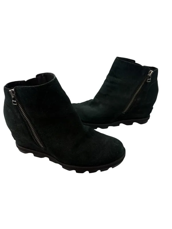 Sorel Joan of Arctic Wedge II Chelsea Boots Women’s Size 9.5 Black Suede Leather - Image 3