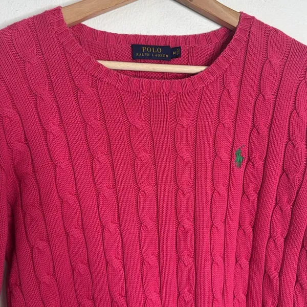 Polo Ralph Lauren ladies julieanna pink cotton pullover crewneck sweater M - Image 10